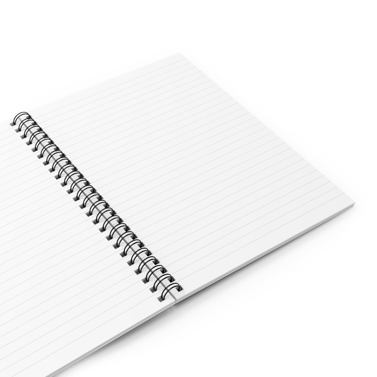 Open spiral-bound notebook on a white background