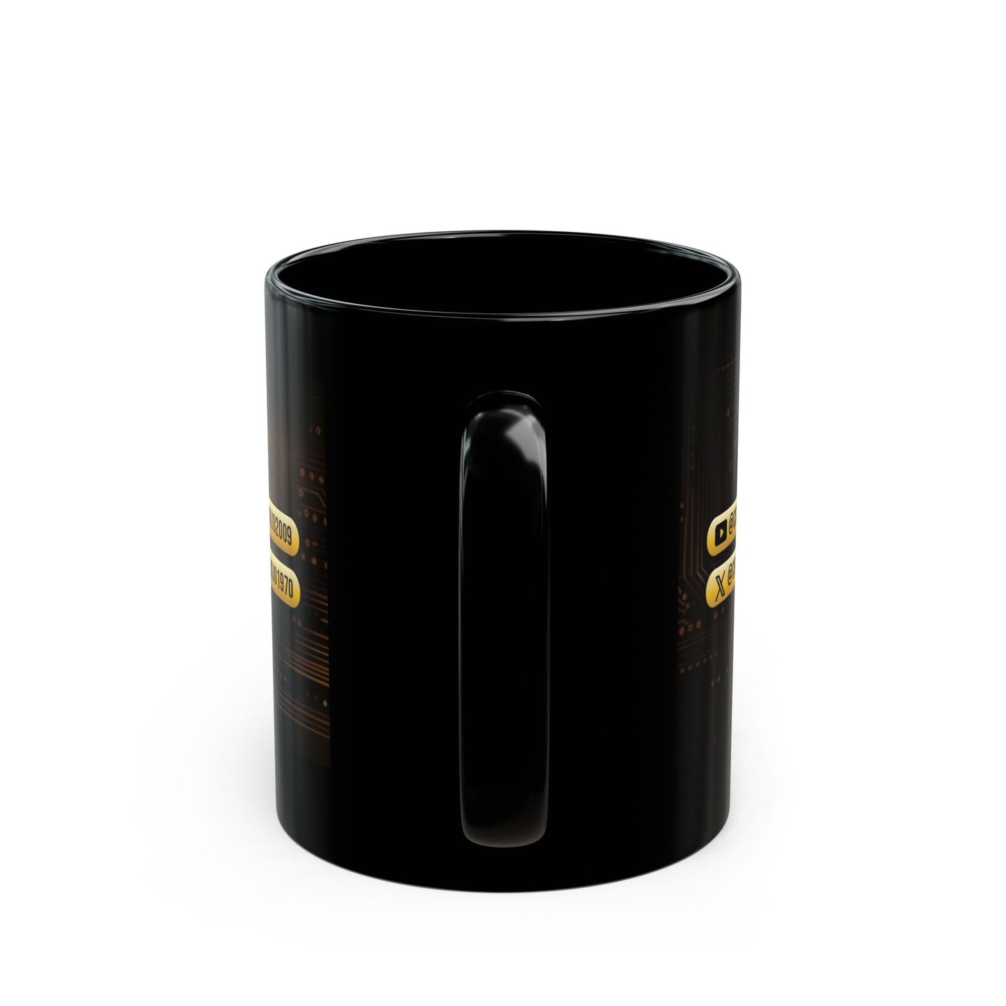 Black mug with Crypto Dojo banner logo.