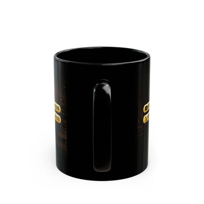 Black mug with Crypto Dojo banner logo.