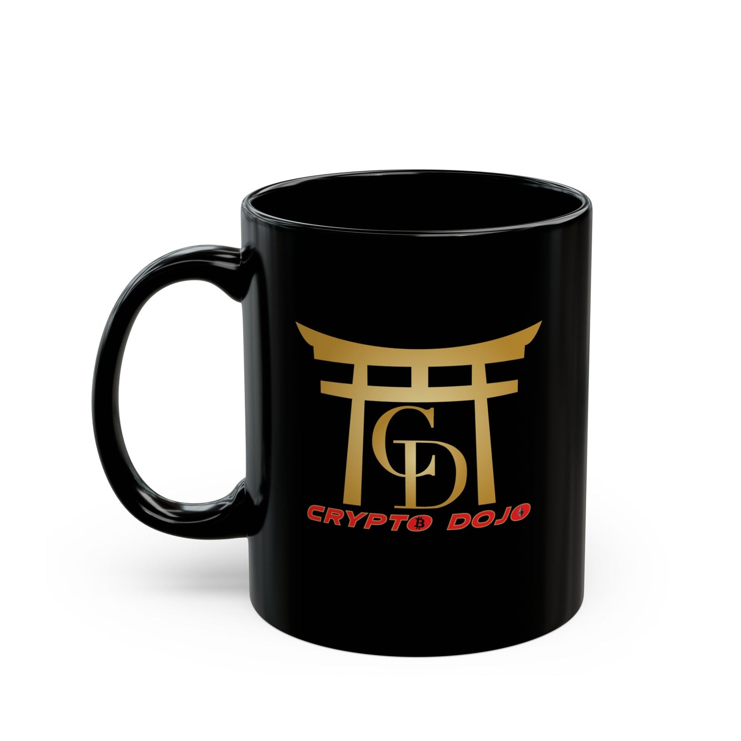 Crypto Dojo logo mug, black.