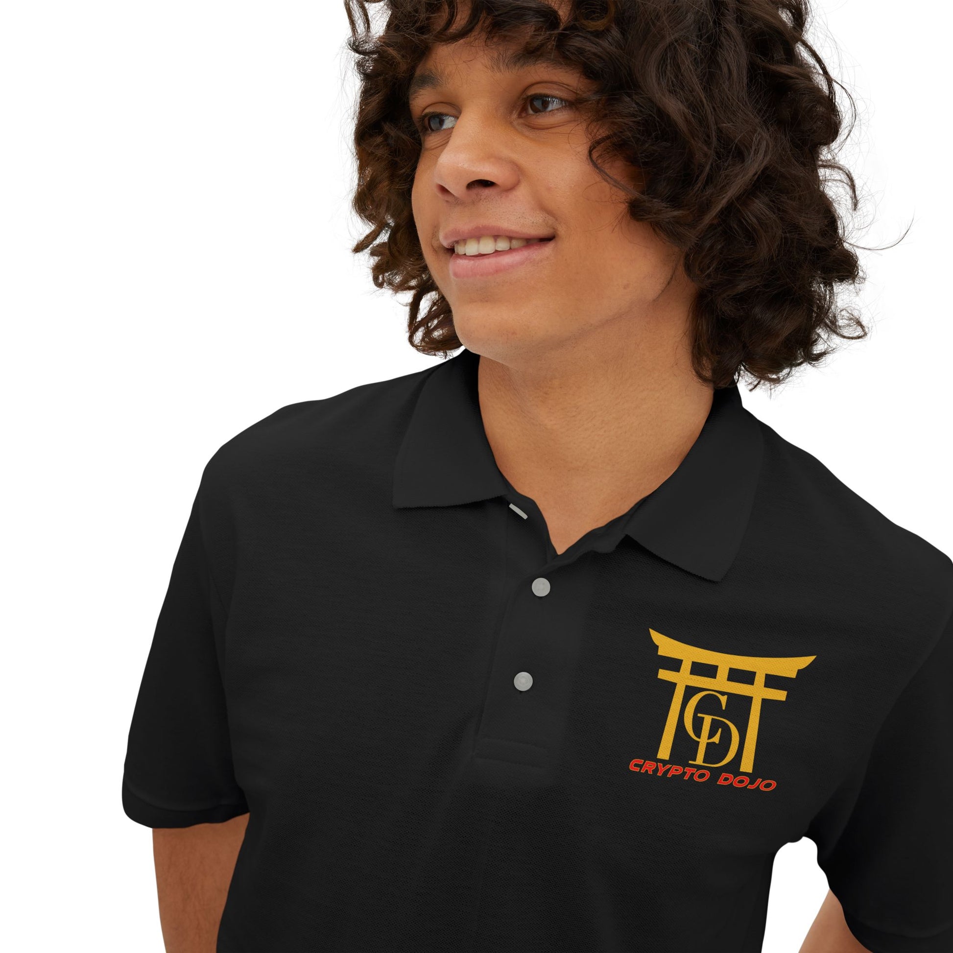 Black Crypto Dojo embroidered polo shirt.