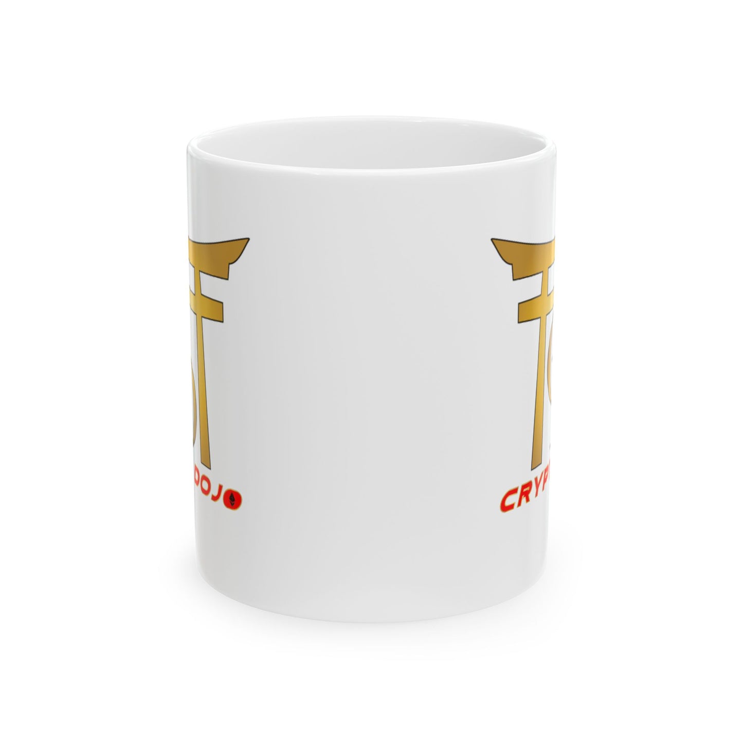 White mug with full Crypto Dojo logo.