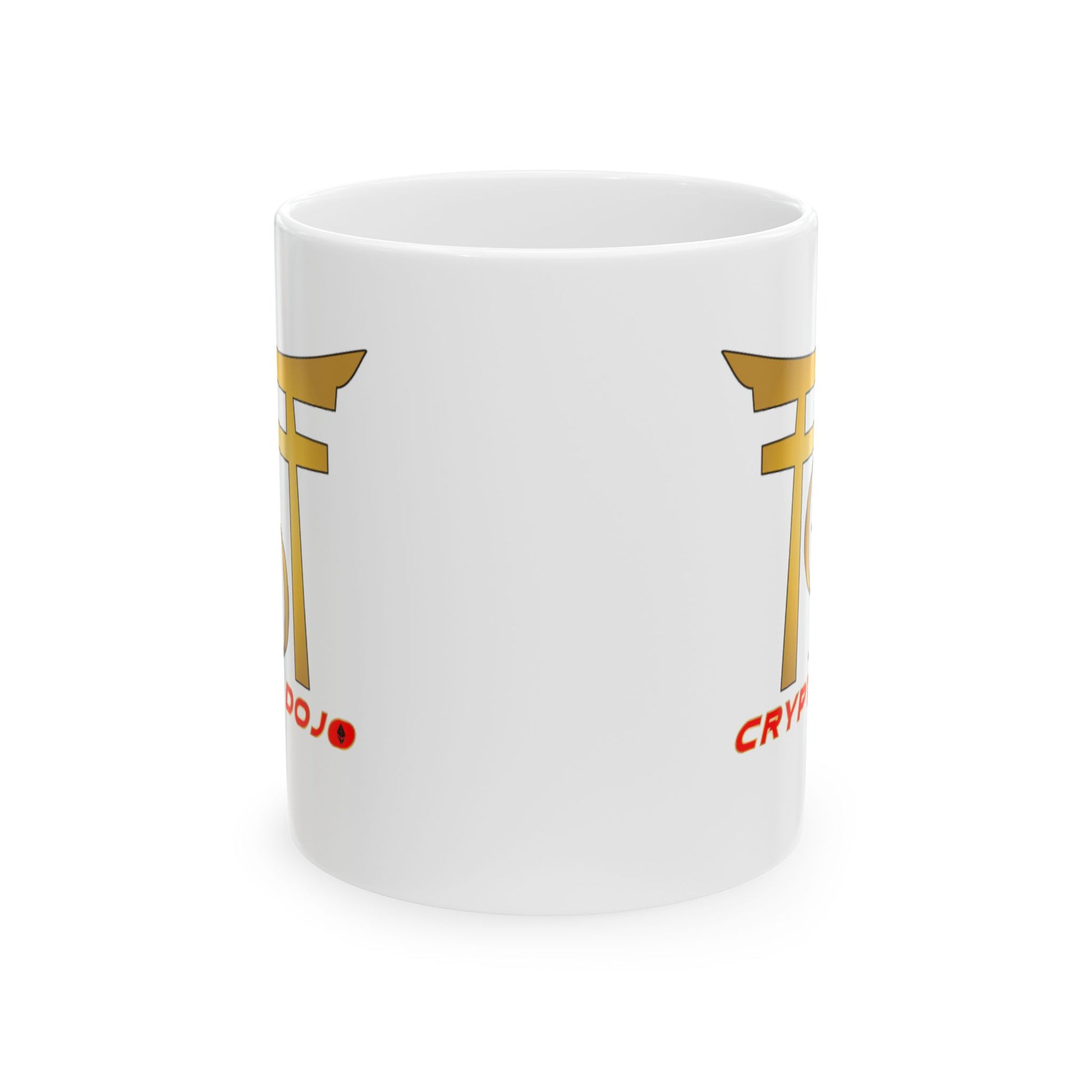 White mug with full Crypto Dojo logo.