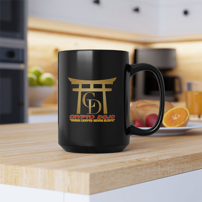 Black mug with full Crypto Dojo logo.