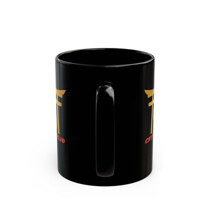 Crypto Dojo logo mug, black.