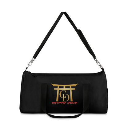 Black Crypto Dojo printed duffel bag.