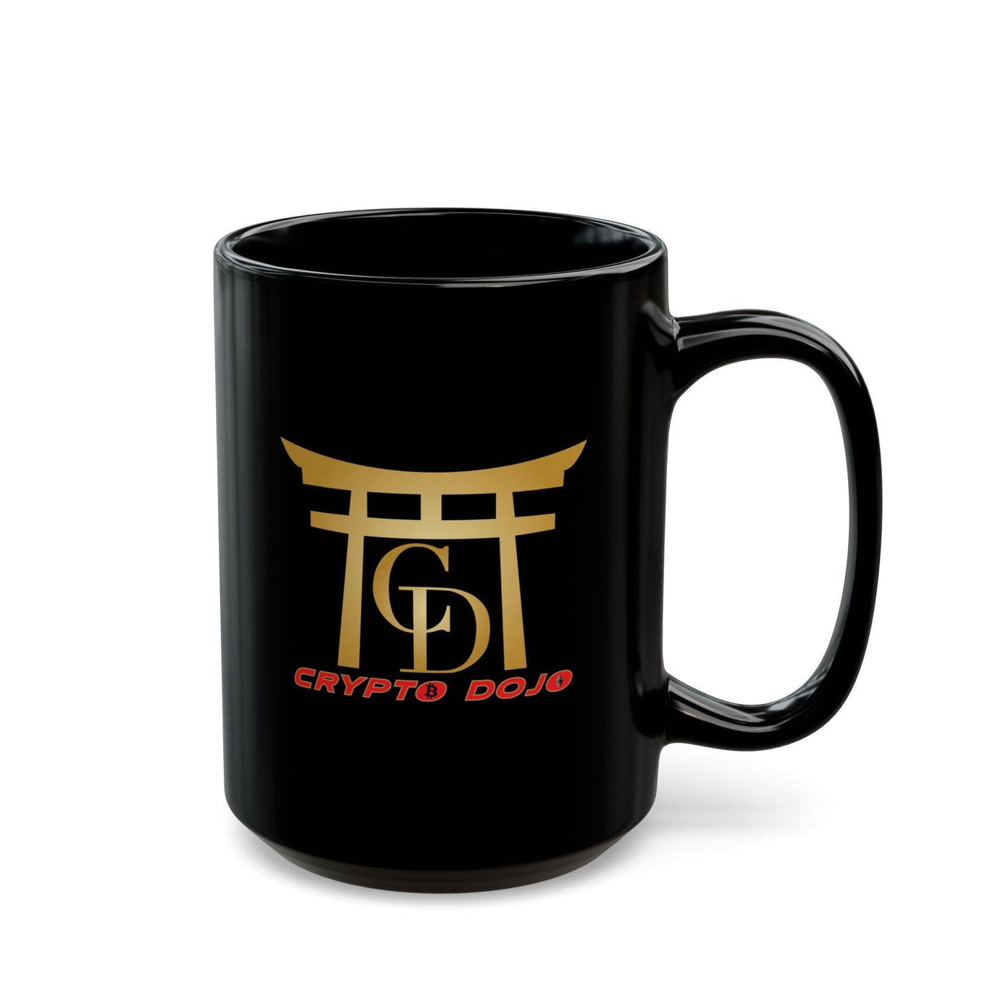 Crypto Dojo logo mug, black.