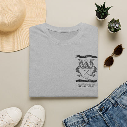 Folded light gray Lufriu Logo Softstyle T-Shirt displaying the company logo and premium cotton fabric.