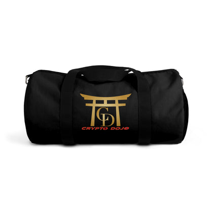 Black Crypto Dojo printed duffel bag.