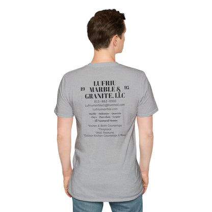 Lufriu Marble & Granite Back‑Print Work Tee – Light Gray