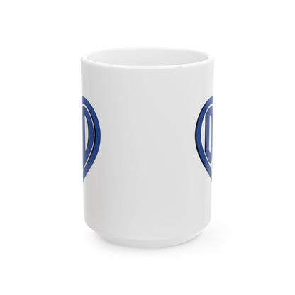 White mug with "Dad" text inside a heart.