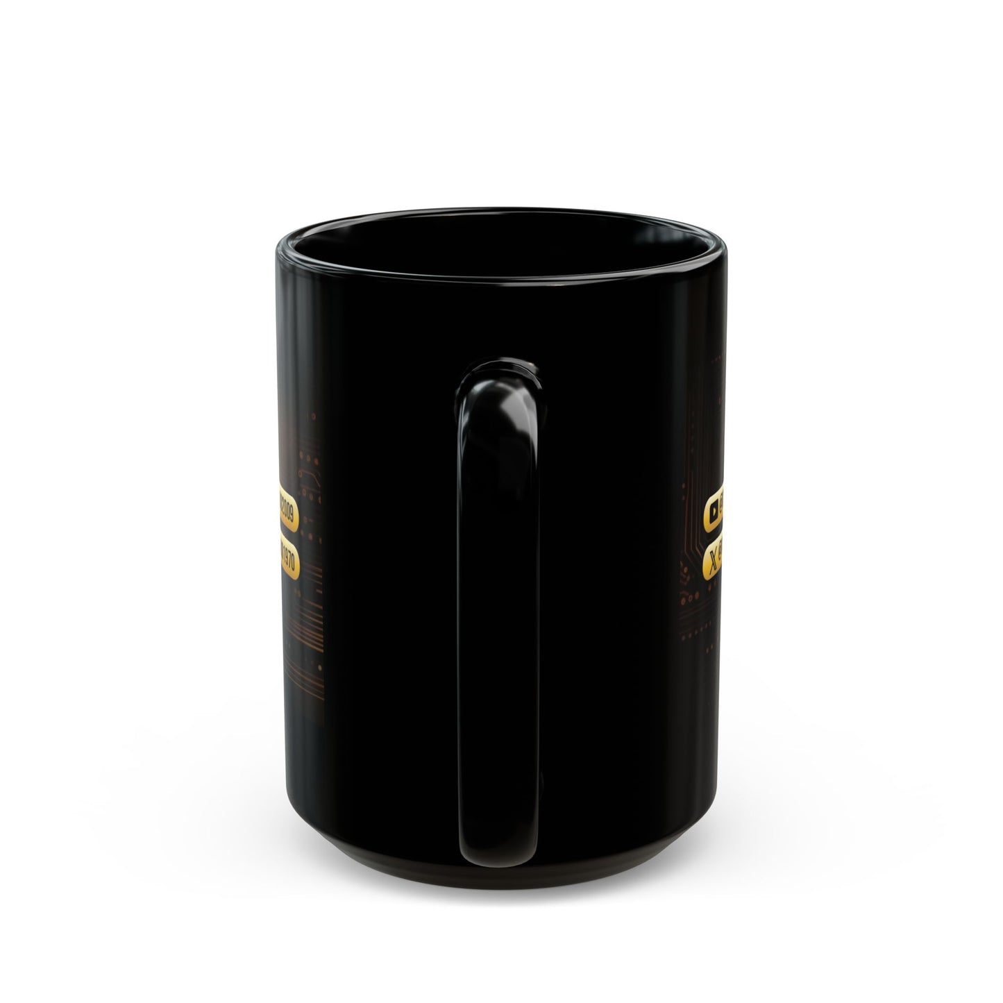 Black mug with Crypto Dojo banner logo.
