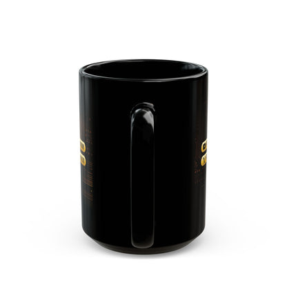 Black mug with Crypto Dojo banner logo.