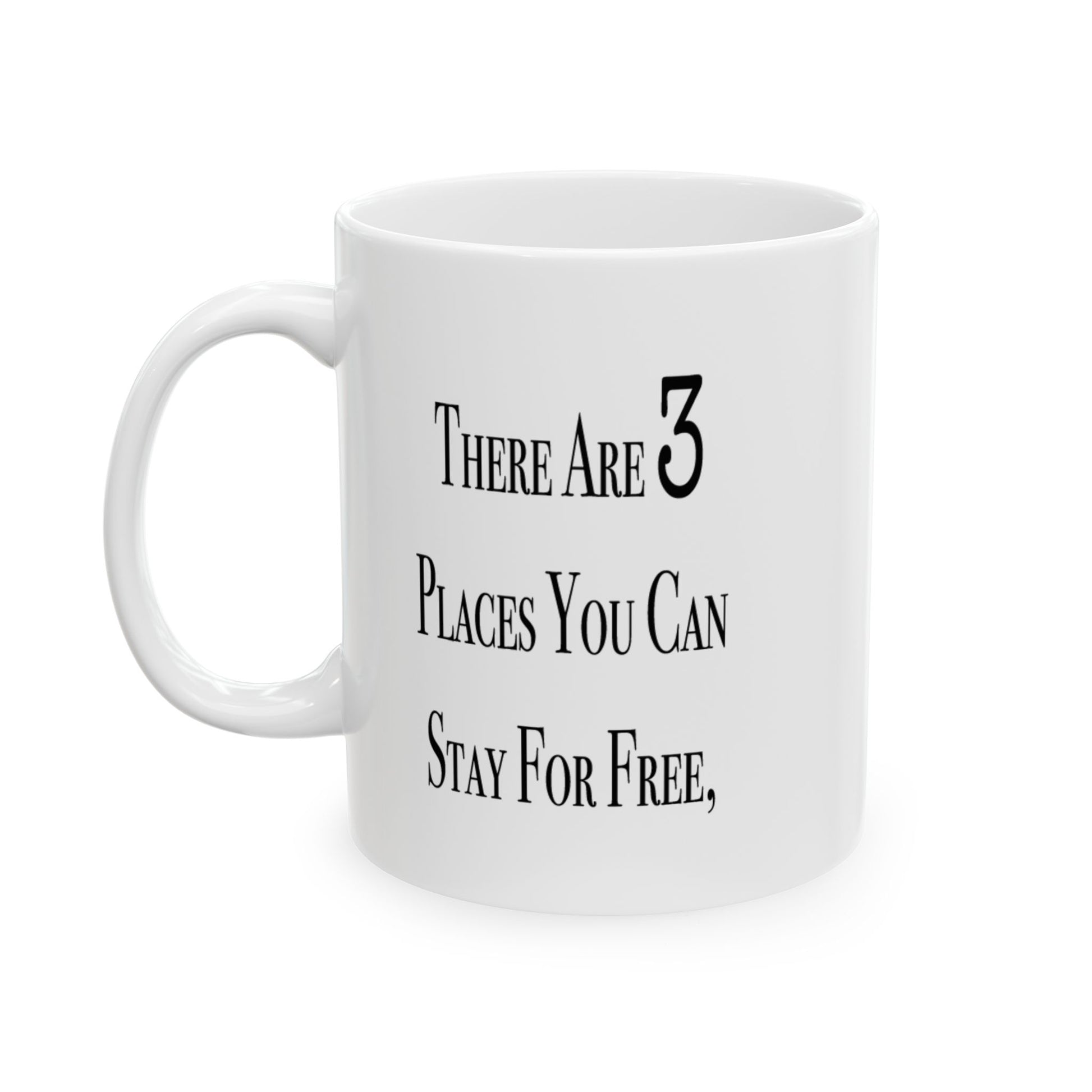 White ceramic Stay In Your Lane mug with bold sarcastic text, front view for office desk or home.