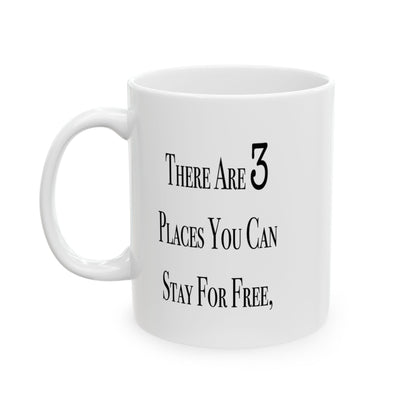 White ceramic Stay In Your Lane mug with bold sarcastic text, front view for office desk or home.