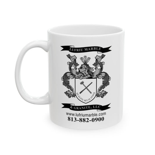 Lufriu Marble & Granite Black & White Logo Coffee Mug