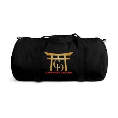 Black Crypto Dojo printed duffel bag.