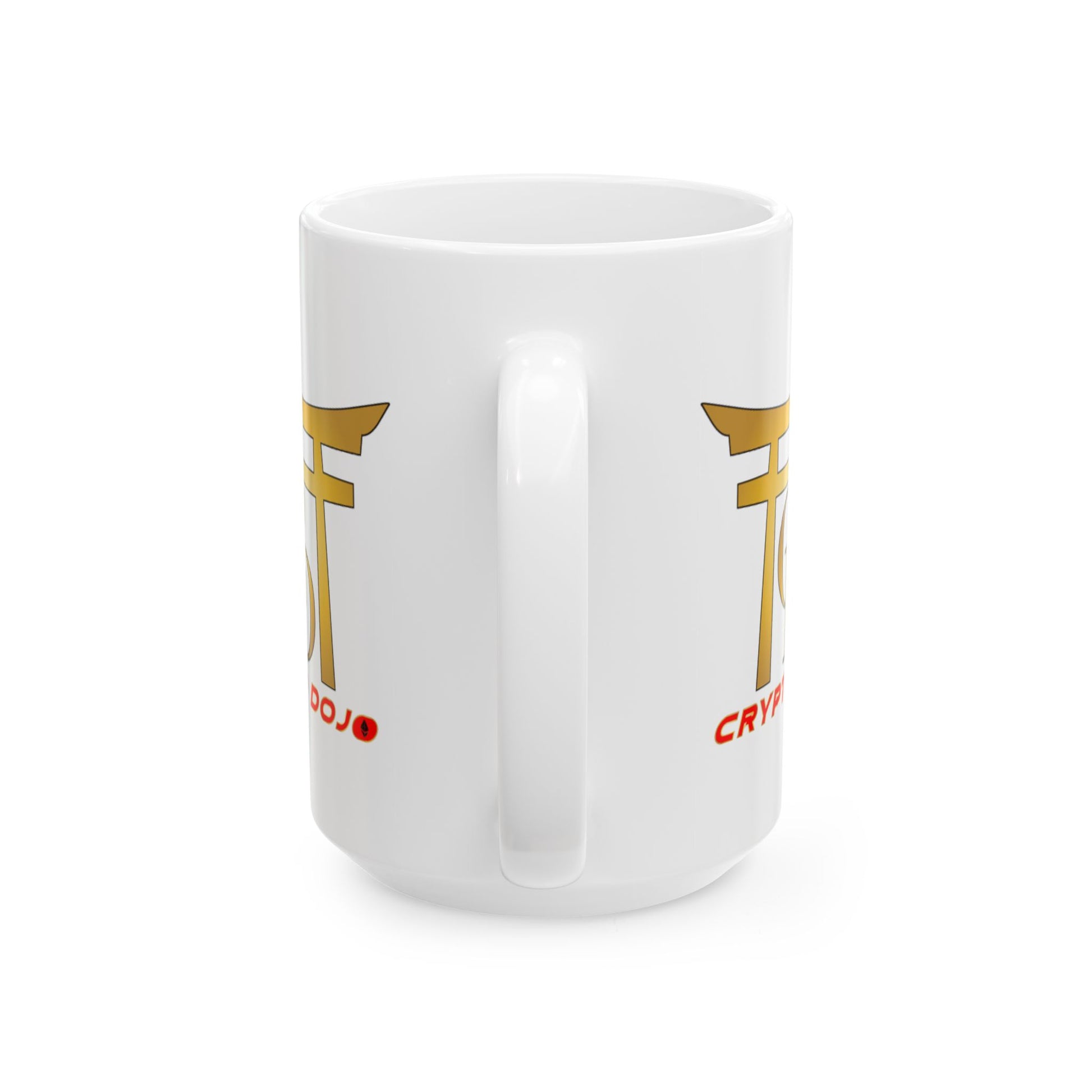 White mug with full Crypto Dojo logo.