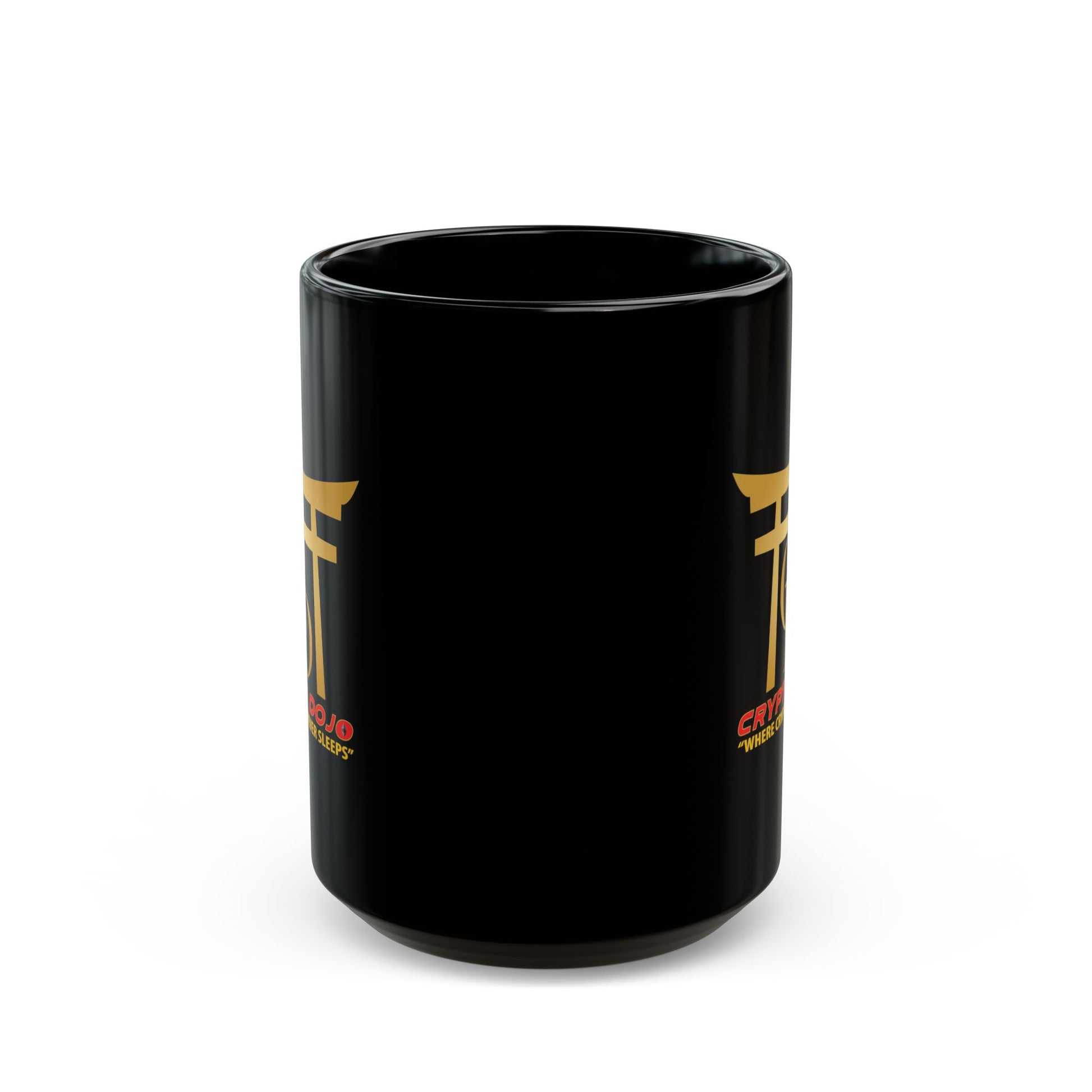 Black mug with full Crypto Dojo logo.