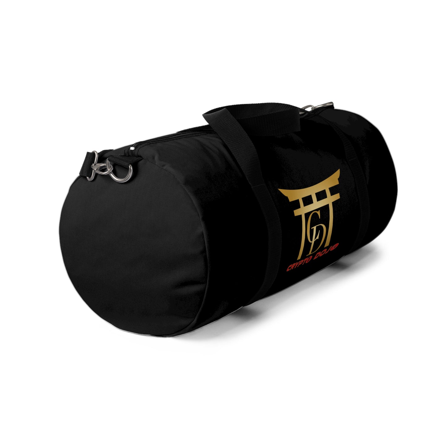 Black Crypto Dojo printed duffel bag.