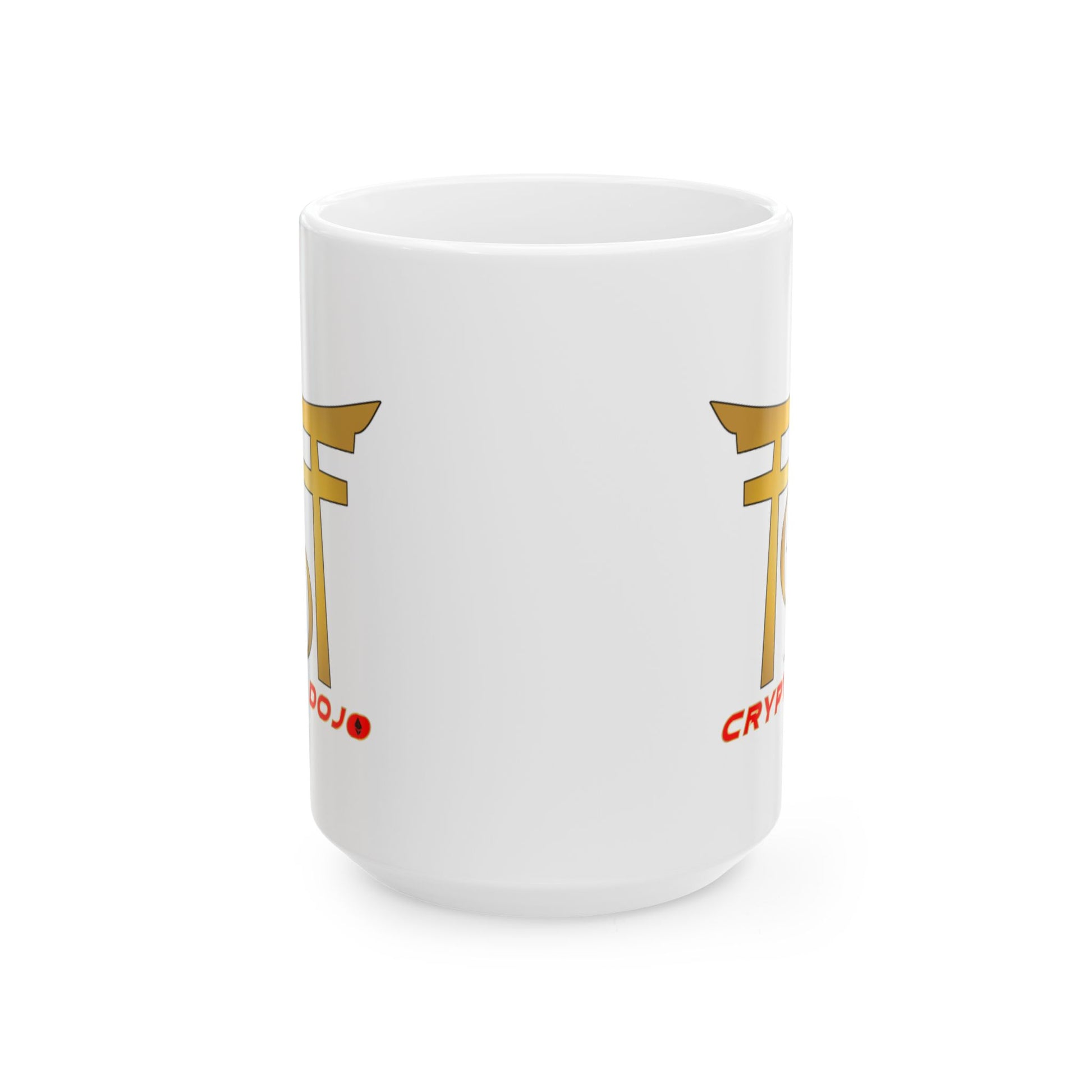 White mug with full Crypto Dojo logo.