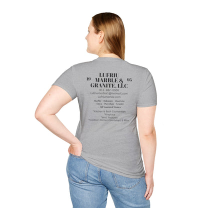 Lufriu Marble & Granite Back‑Print Work Tee – Light Gray
