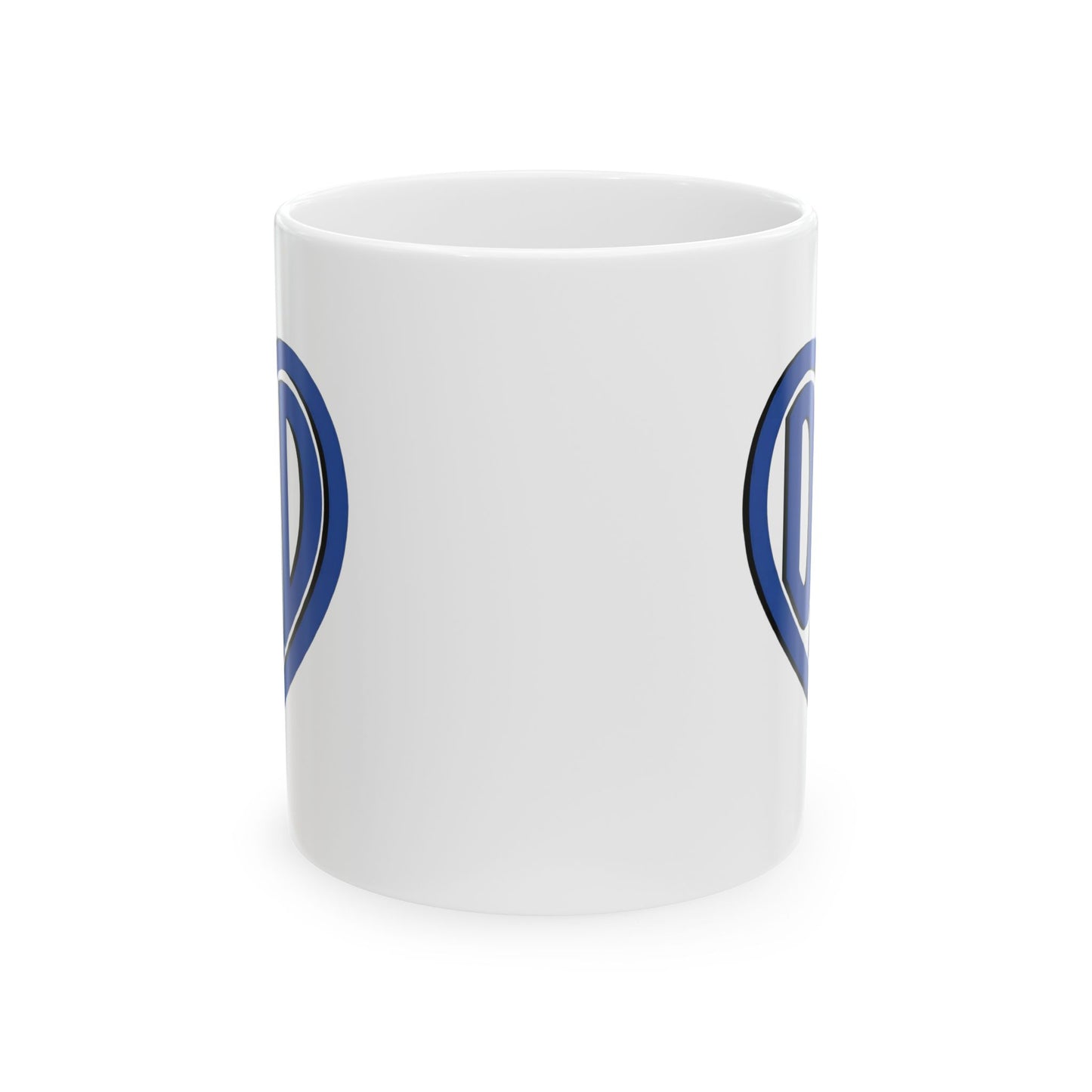 White mug with "Dad" text inside a heart.