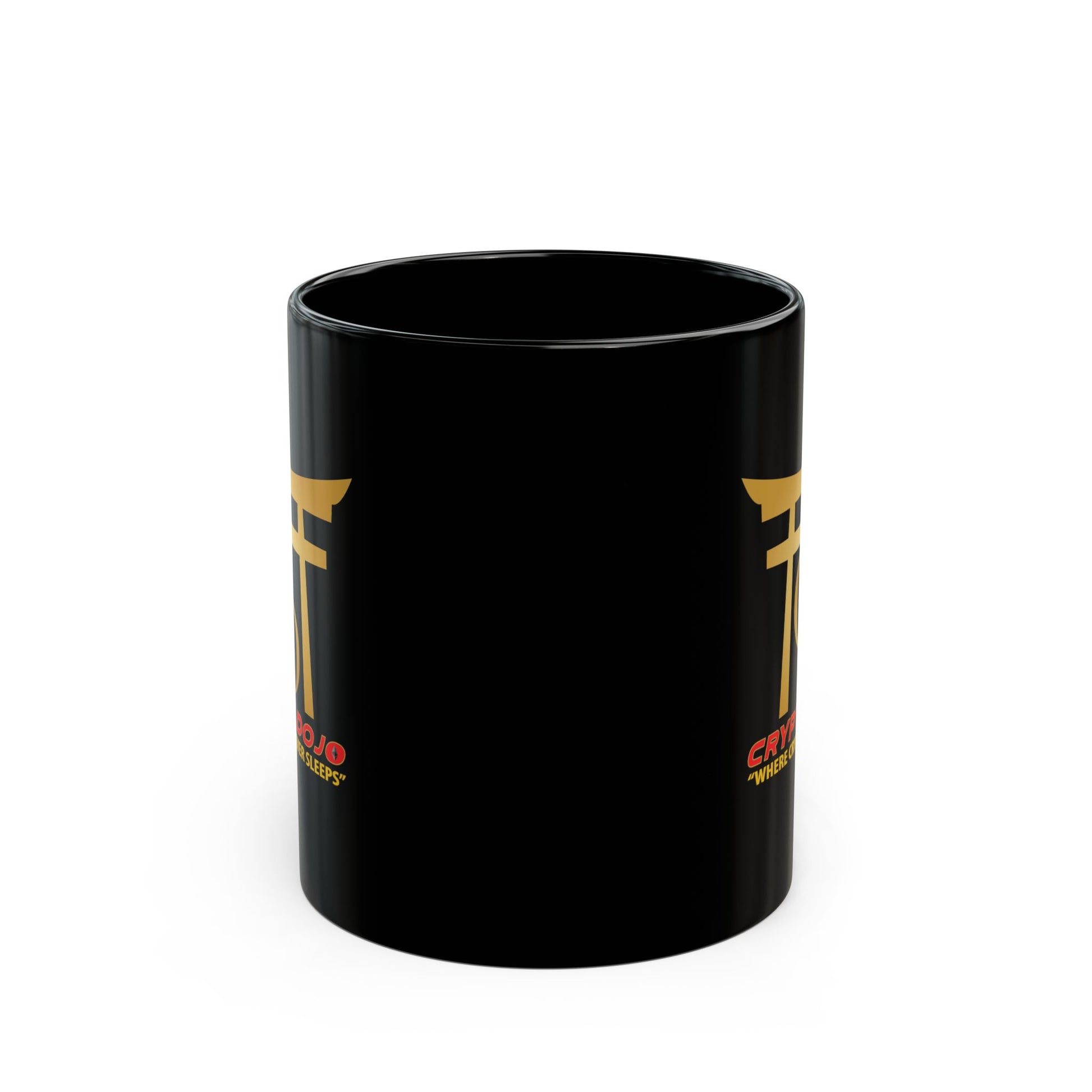 Black mug with full Crypto Dojo logo.