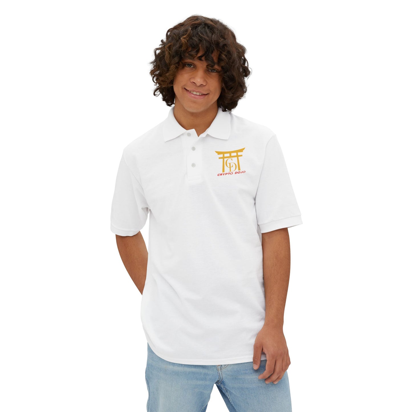 Black Crypto Dojo embroidered polo shirt.