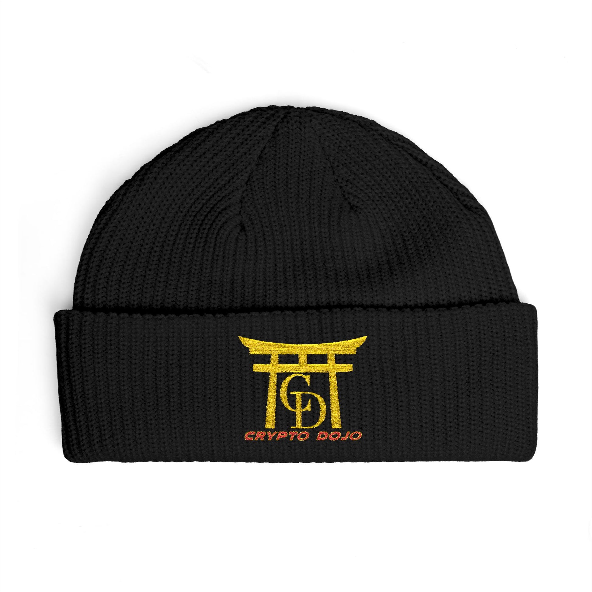 Crypto Dojo embroidered logo beanie, black.