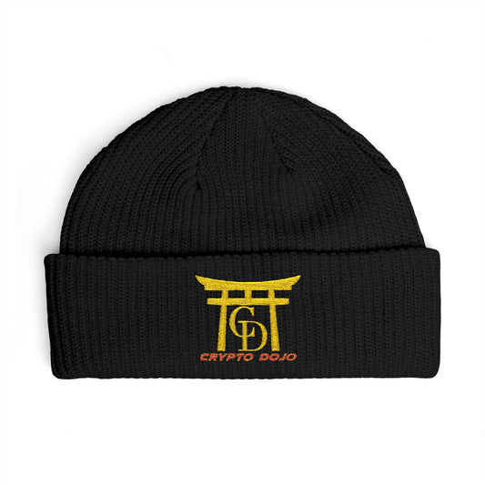Crypto Dojo embroidered logo beanie, black.